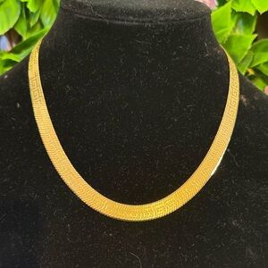 14k Gold over 925 Silver Herringbone Greek Key Reversible Necklace